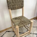 Chaise doum marocaine traditionnelle, tabouret en bois et tressé (2)