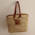 Sacs à main en rotin tissé pour femmes, panier en paille et cuir.